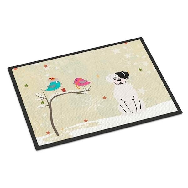 Jensendistributionservices Christmas Presents Between Friends White Boxer Cooper Indoor or Outdoor Mat, 18 x 0.25 x 27 in. MI2549673 - main